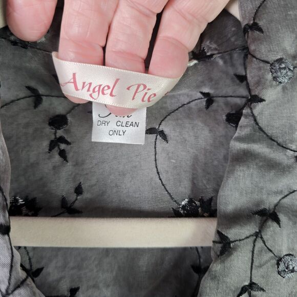 Angel Pie Sheer Silk Embroidered Floral Cropped Jacket M L Fairycore Vintage Y2K - Picture 3 of 12